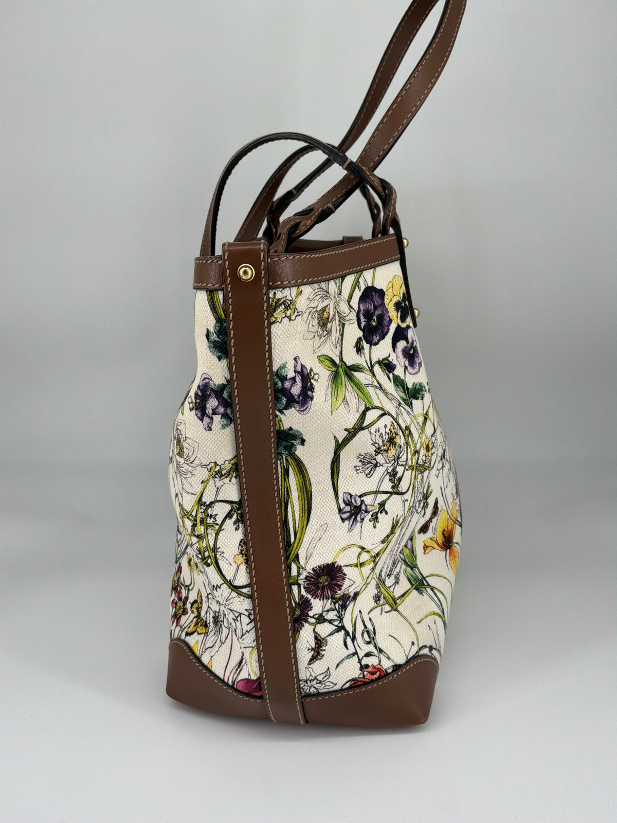 Gucci Flora Print GG Supreme Canvas Large Tote Bag – Beige / Multicolor