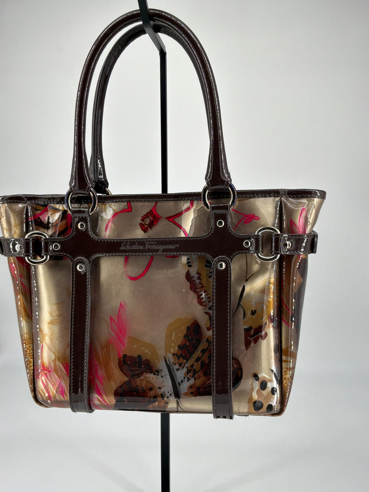 Salvatore Ferragamo Fiera Carnival Print Clear Vinyl Tote Bag – Clear / Multicolor