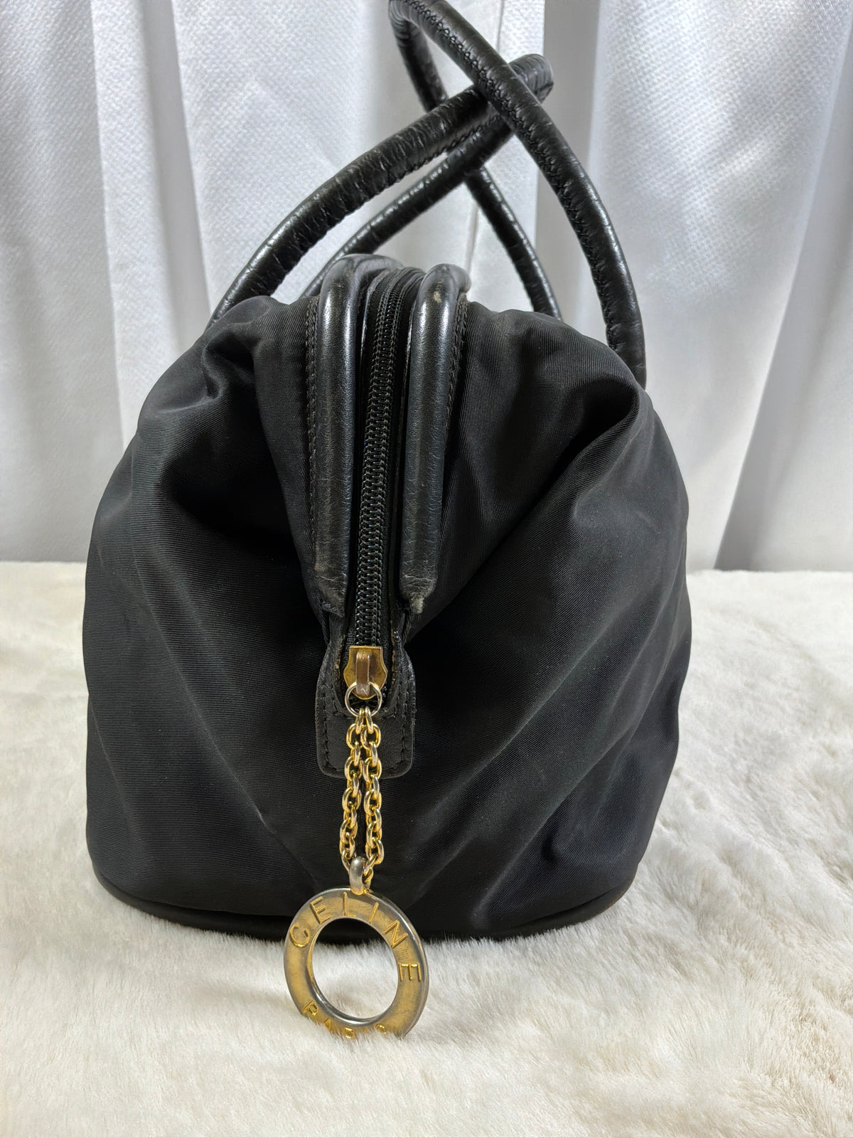 Celine Vintage Black Nylon Satchel