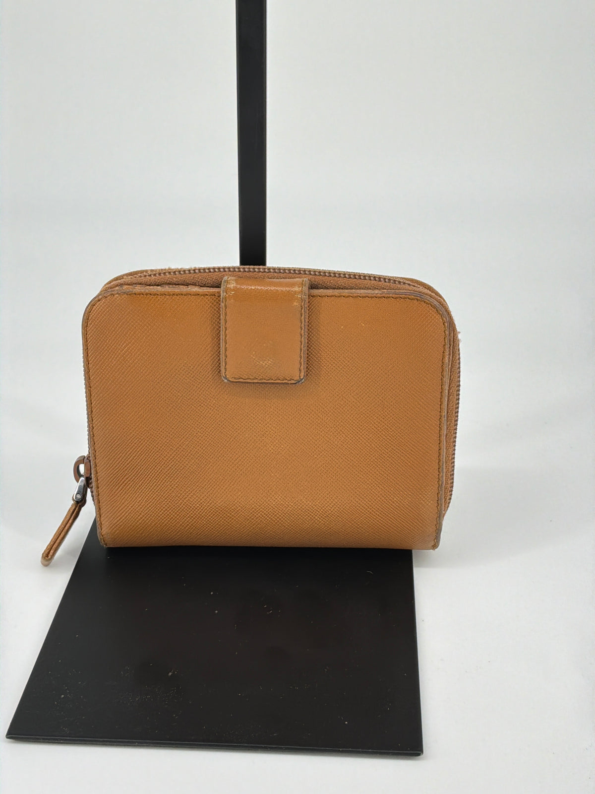Prada Zip-Around Compact Wallet – Vintage Saffiano Leather