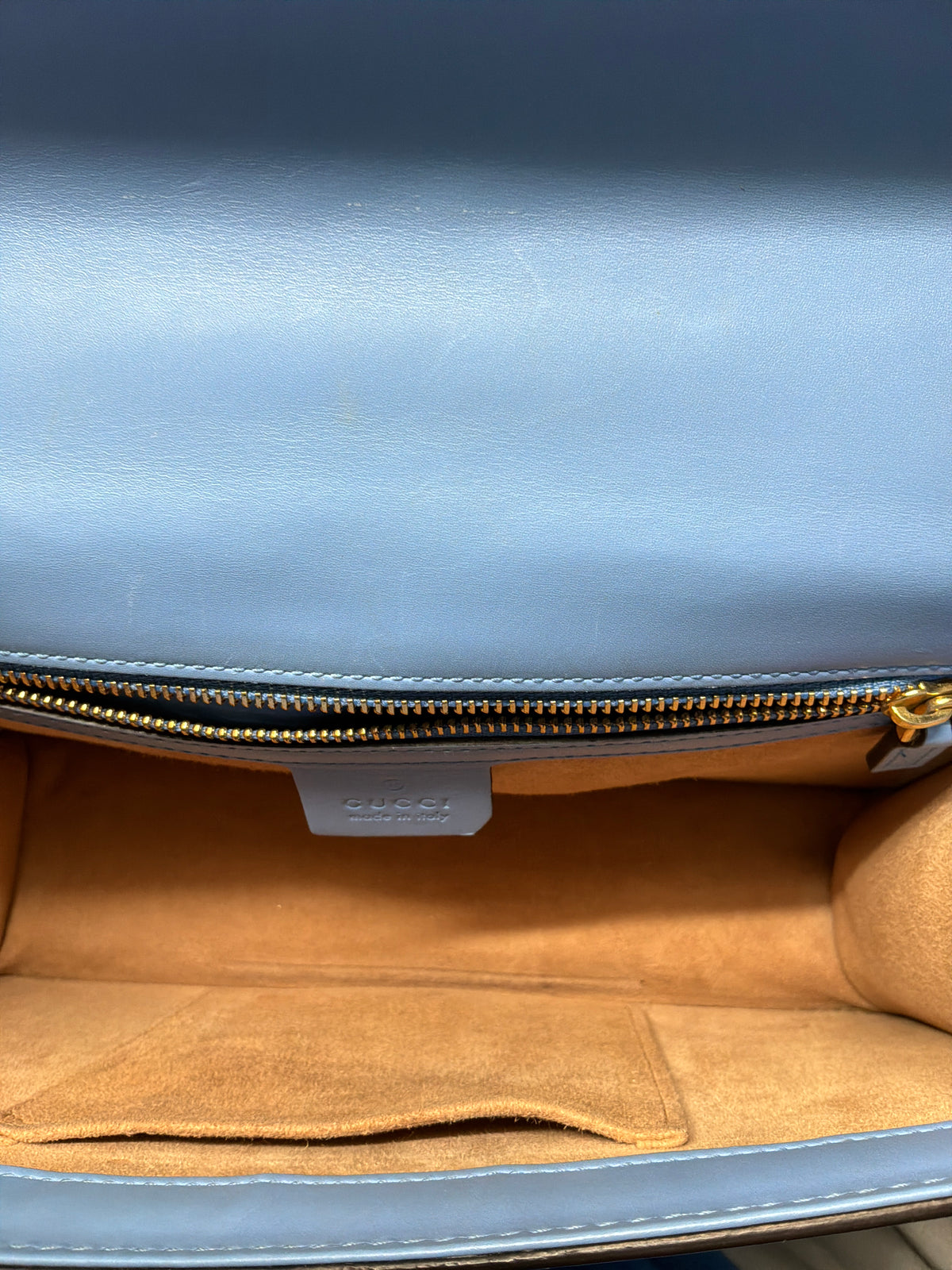 Gucci Sylvie Web Leather Shoulder Bag – Light Blue