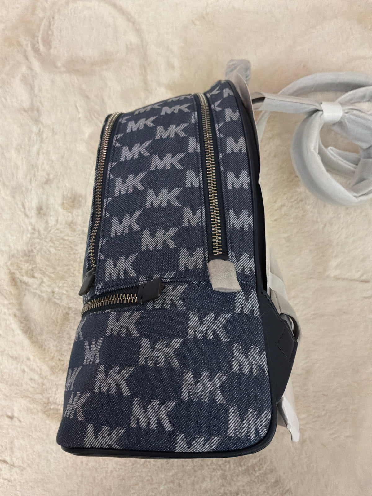 Michael Kors Rhea Medium Logo Jacquard Denim New With Tags