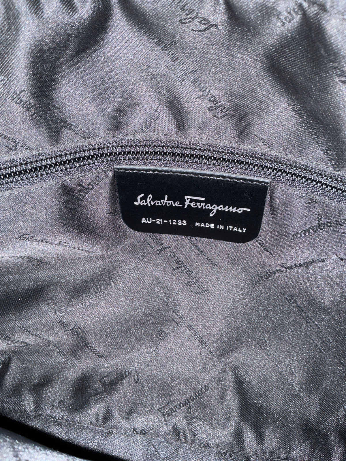 Salvatore Ferragamo Logo Plate Nylon & Leather Shoulder Tote Bag – Black