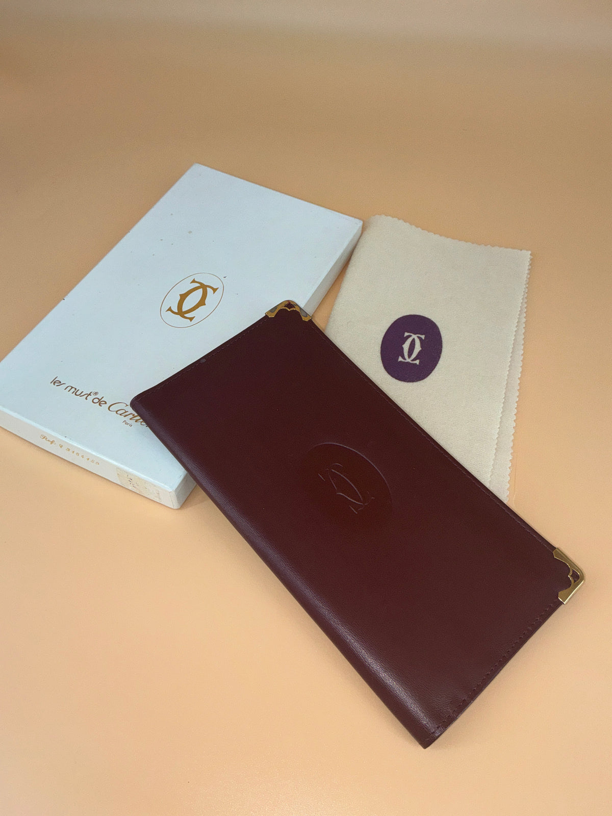 Must de Cartier Long Wallet – Vintage Burgundy Calfskin with Original Box