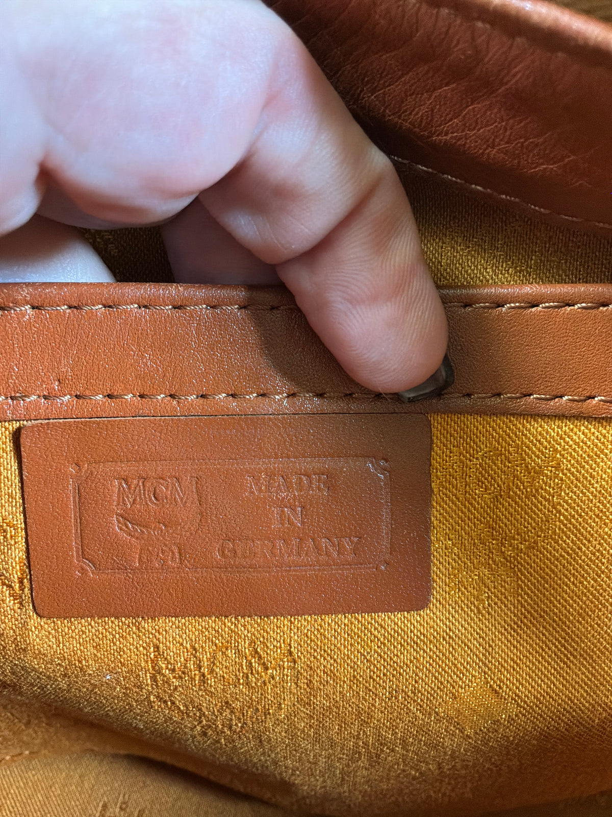 MCM Cognac Visetos Small Boston Bag Vintage