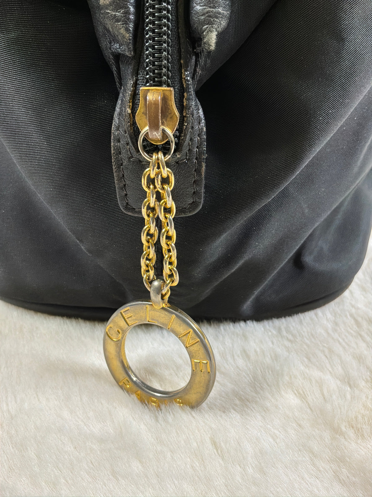 Celine Vintage Black Nylon Satchel