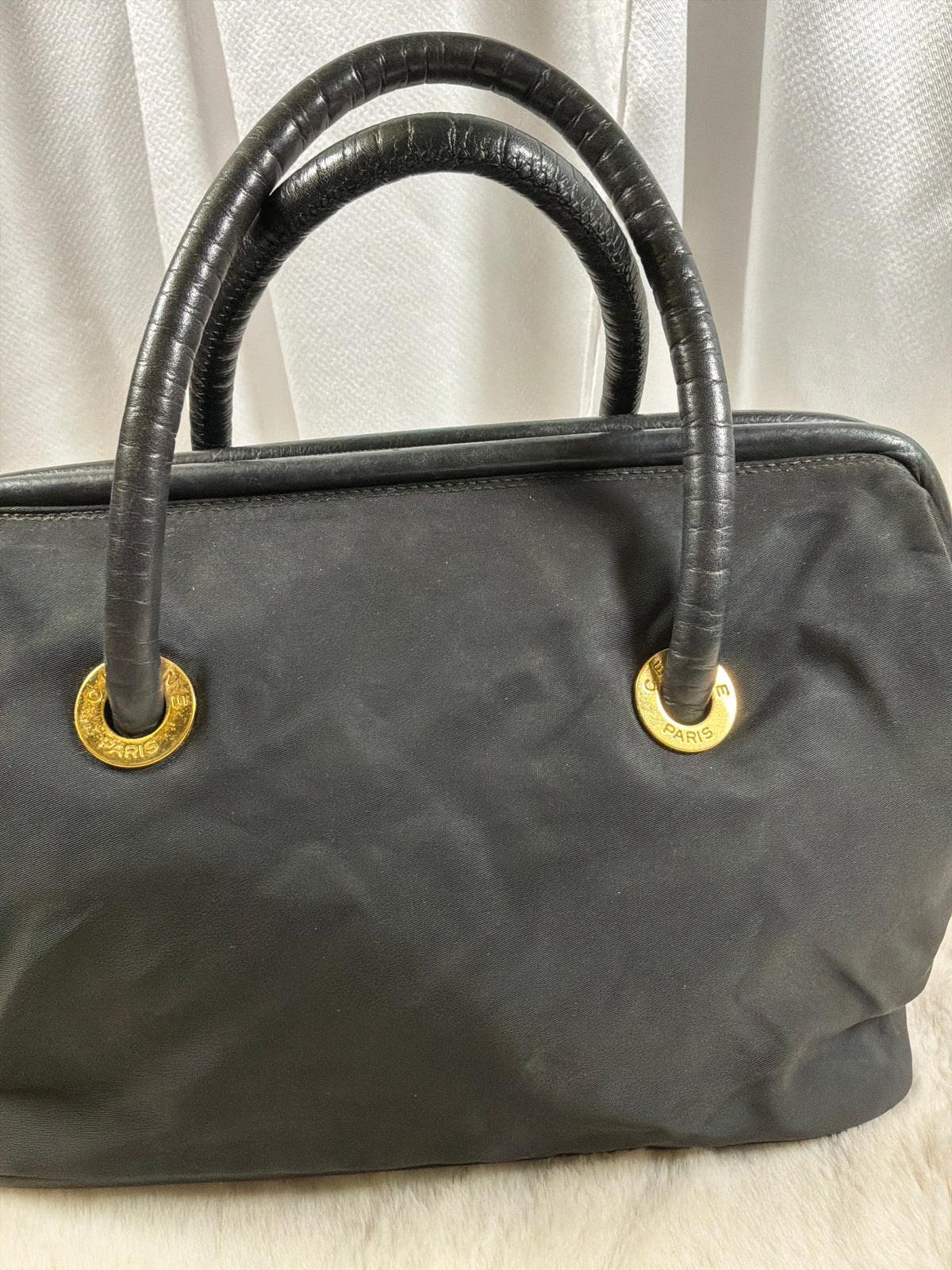 Celine Vintage Black Nylon Satchel