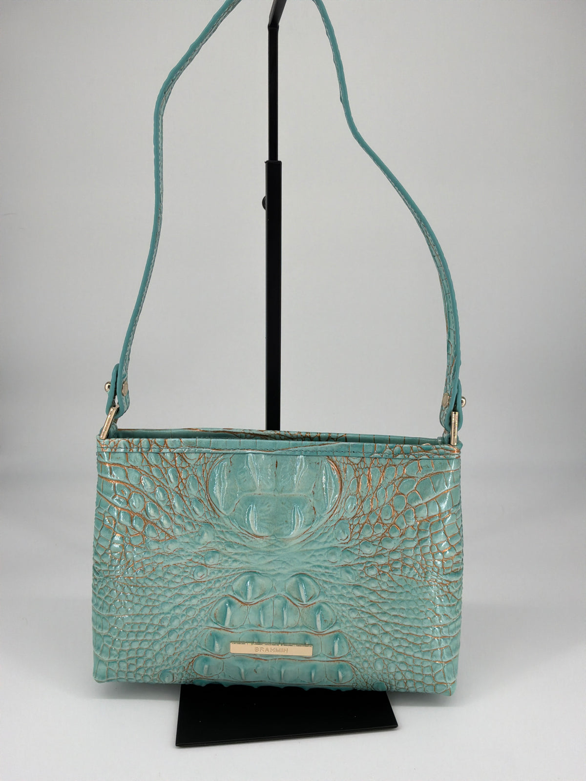 Brahmin Melbourne Croc-Embossed Leather Crossbody Bag & Wallet Bundle – Waterfall