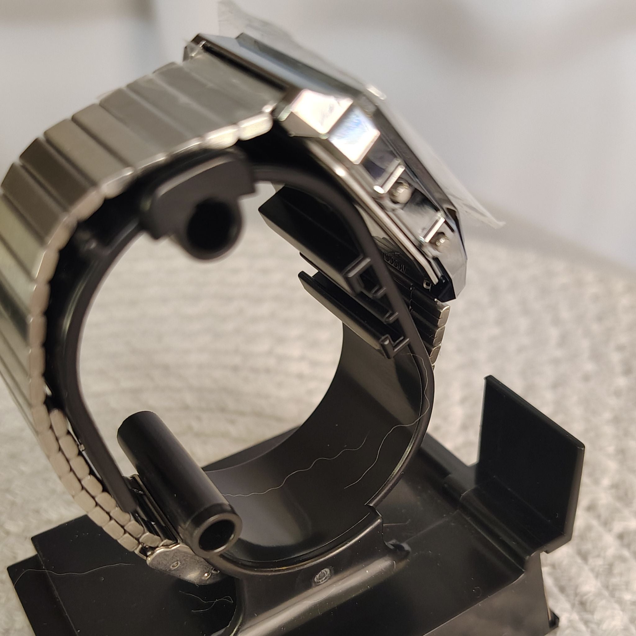 Casio Vintage Ana-Digi Watch | Brand New | Silver Stainless Steel & White Grid Dial