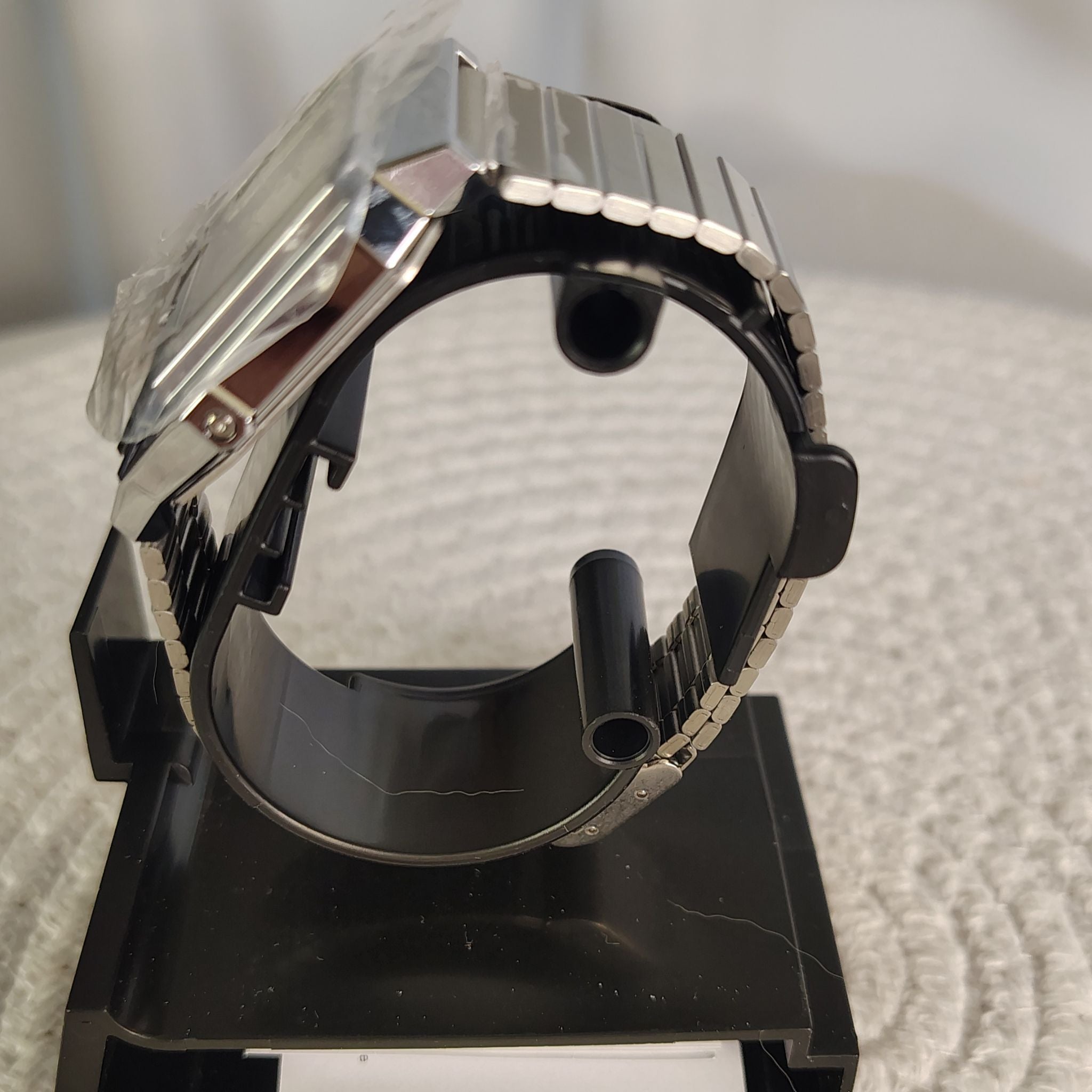 Casio Vintage Ana-Digi Watch | Brand New | Silver Stainless Steel & White Grid Dial