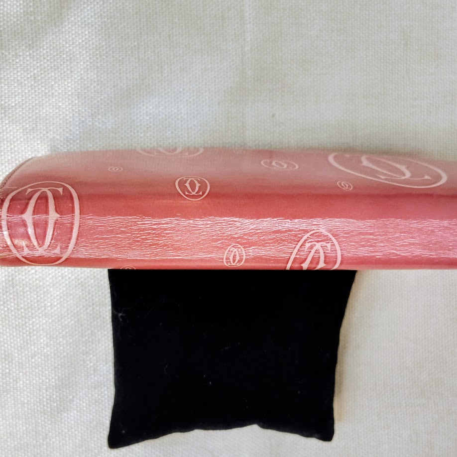 Cartier Happy Birthday Pink Patent Leather Continental Wallet Original COA Card