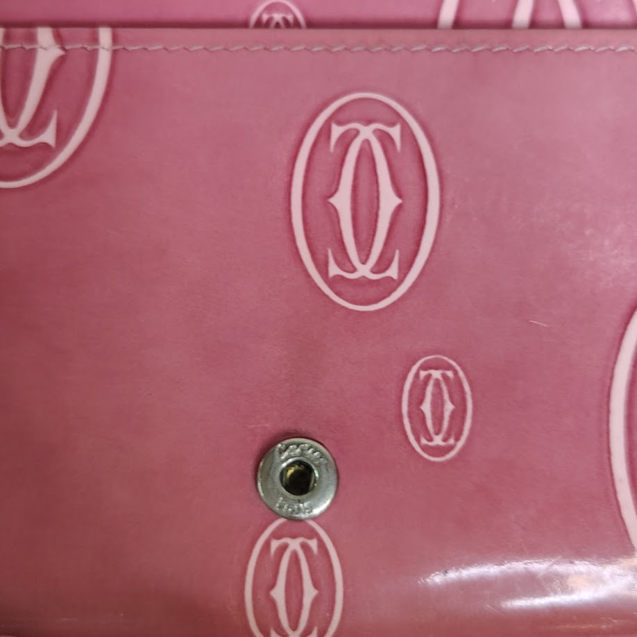 Cartier Happy Birthday Pink Patent Leather Continental Wallet Original COA Card