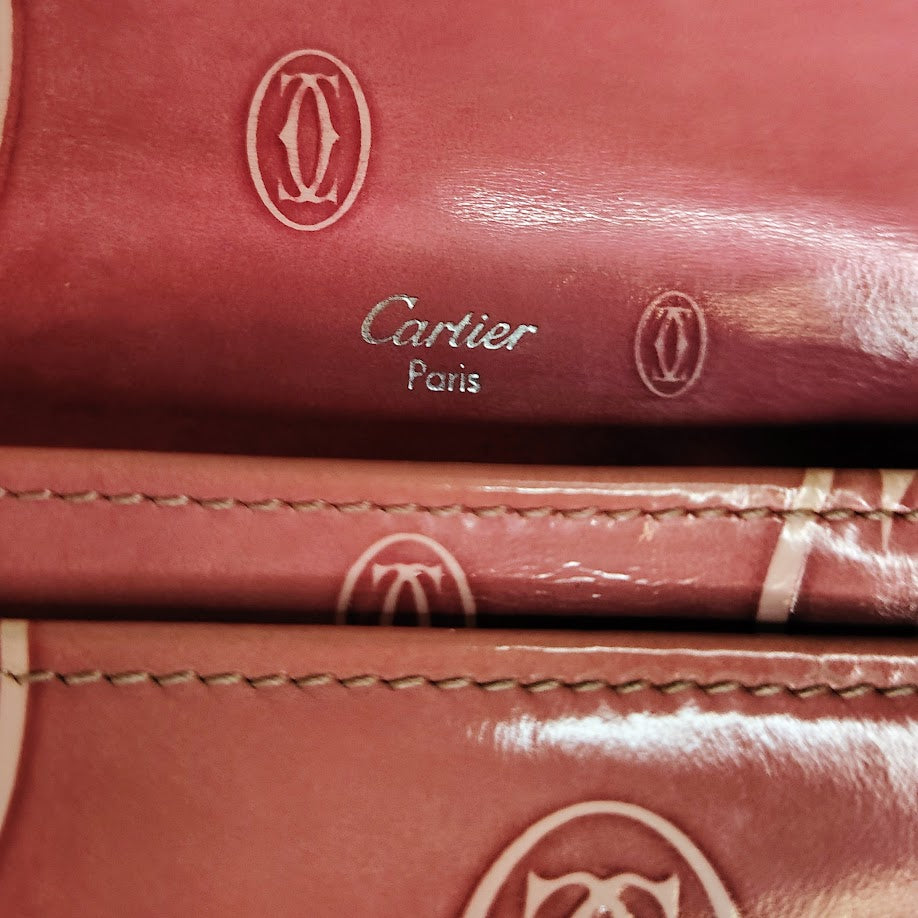 Cartier Happy Birthday Pink Patent Leather Continental Wallet Original COA Card