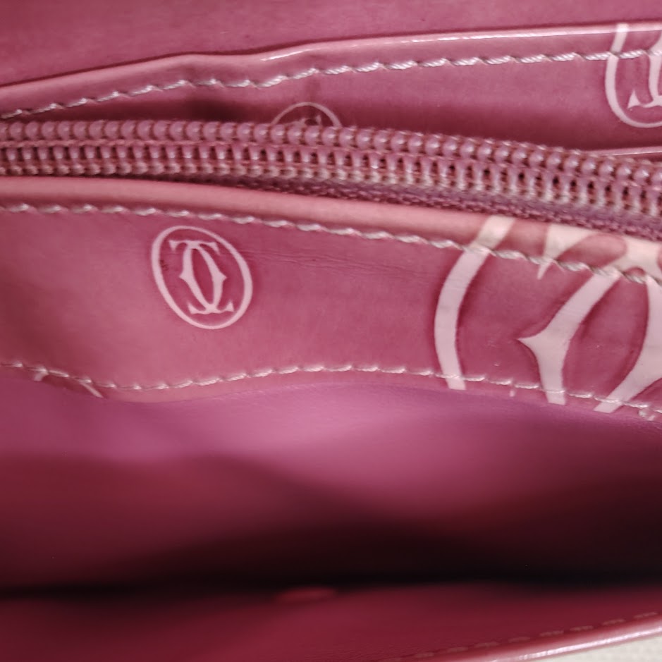 Cartier Happy Birthday Pink Patent Leather Continental Wallet Original COA Card