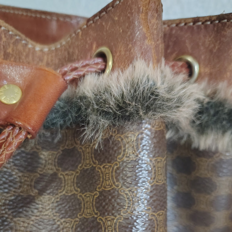 Celine Macadam Drawstring Bucket Bag Upcycled Vintage