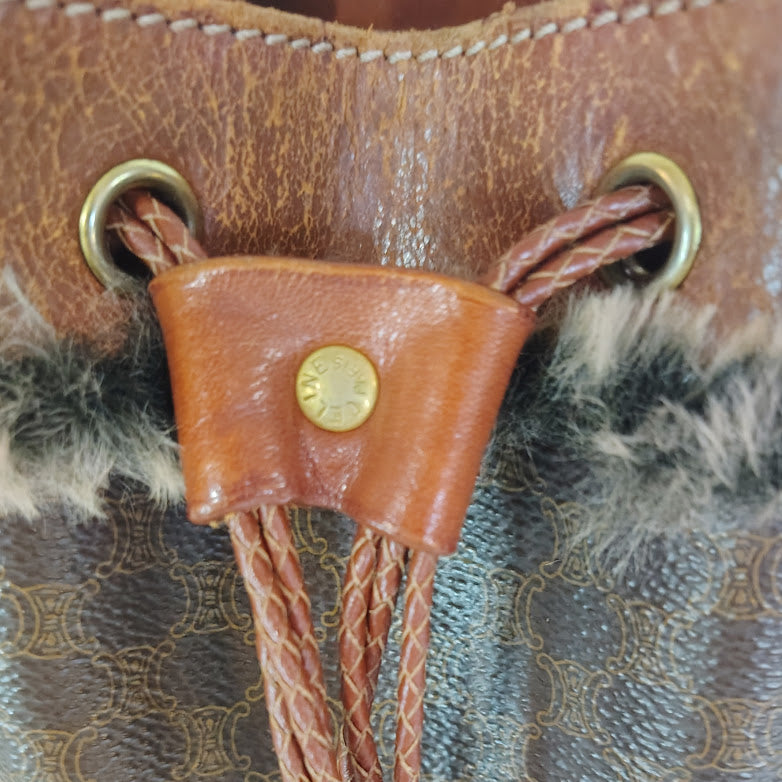 Celine Macadam Drawstring Bucket Bag Upcycled Vintage