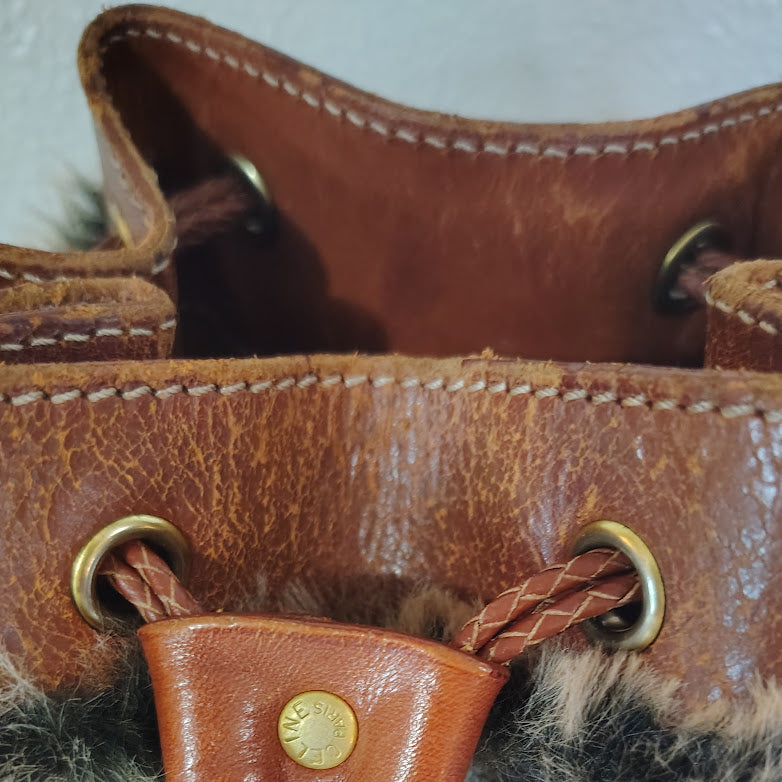 Celine Macadam Drawstring Bucket Bag Upcycled Vintage
