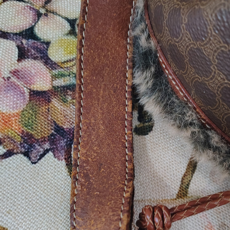 Celine Macadam Drawstring Bucket Bag Upcycled Vintage