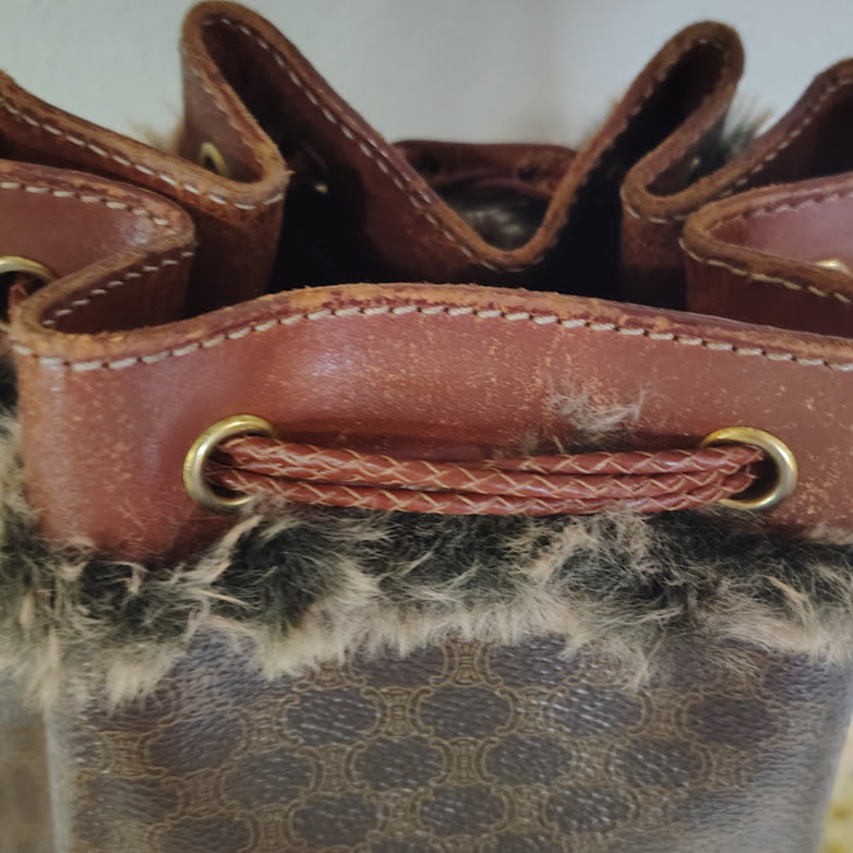 Celine Macadam Drawstring Bucket Bag Upcycled Vintage