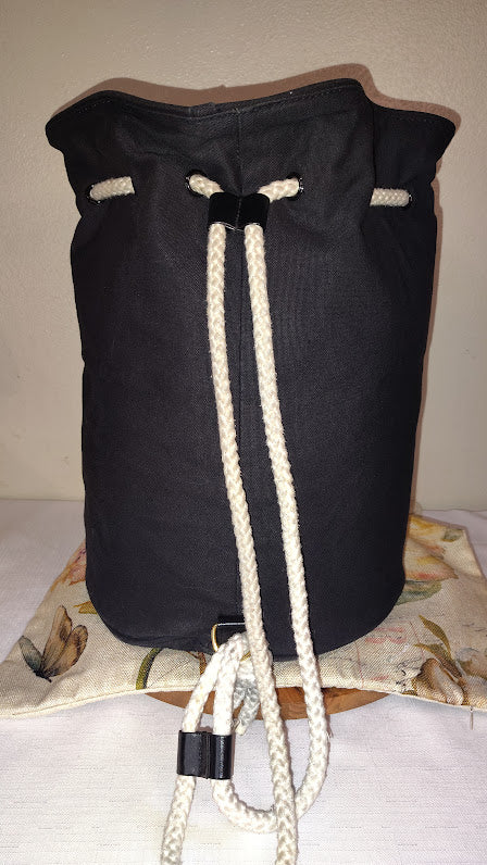 Chanel black canvas drawstring bag