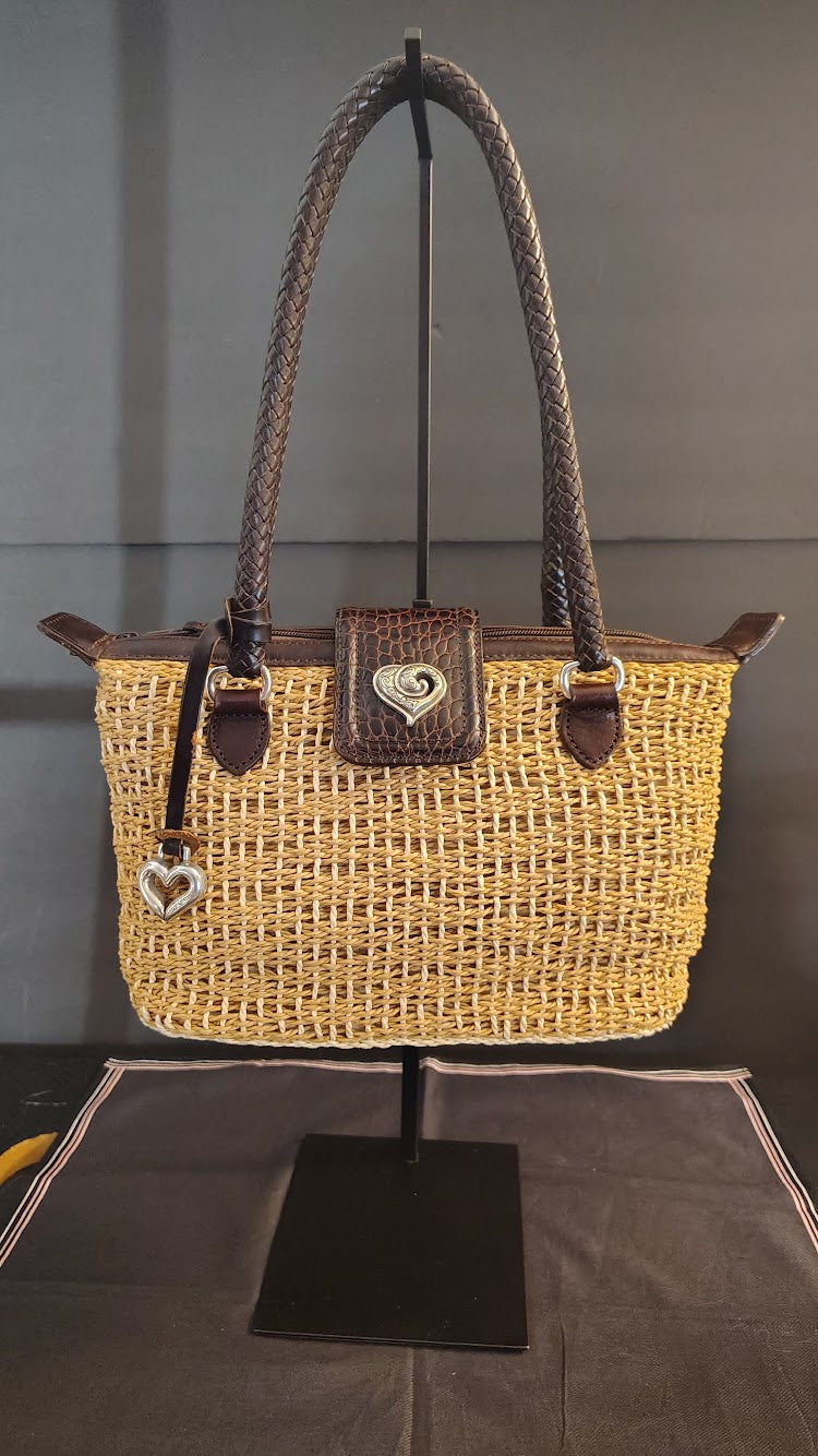 Brighton Straw Tote Bag with Heart Details – Pre-Owned