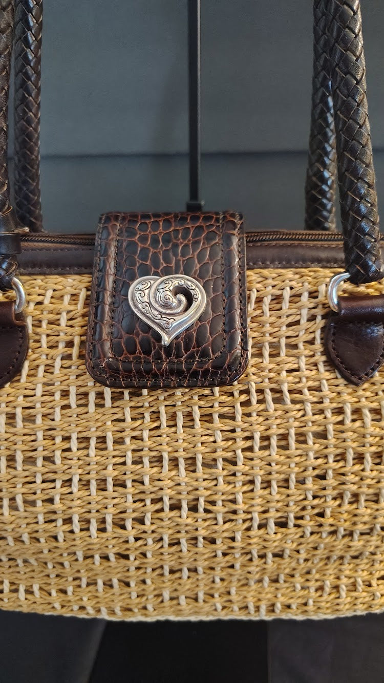 Brighton Straw Tote Bag with Heart Details – Pre-Owned