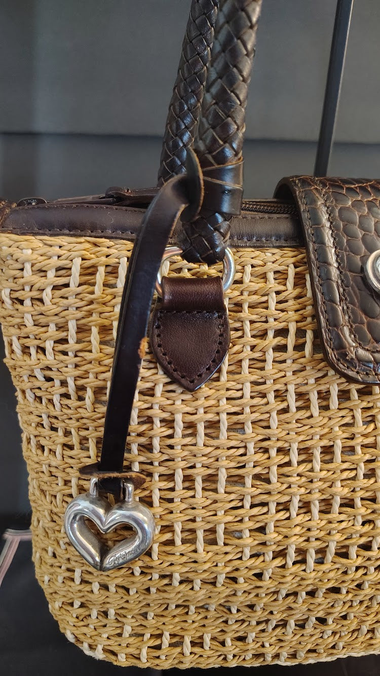 Brighton Straw Tote Bag with Heart Details – Pre-Owned