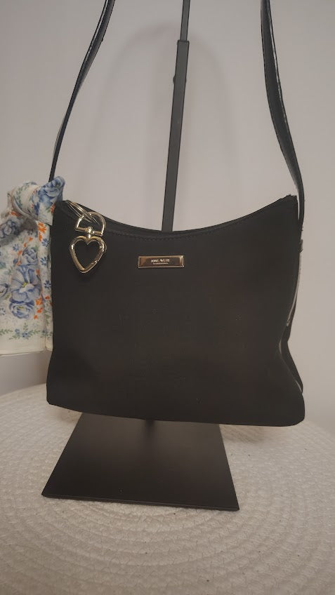 Nine West Black Crossbody Shoulder Bag with Heart Charm - Mini