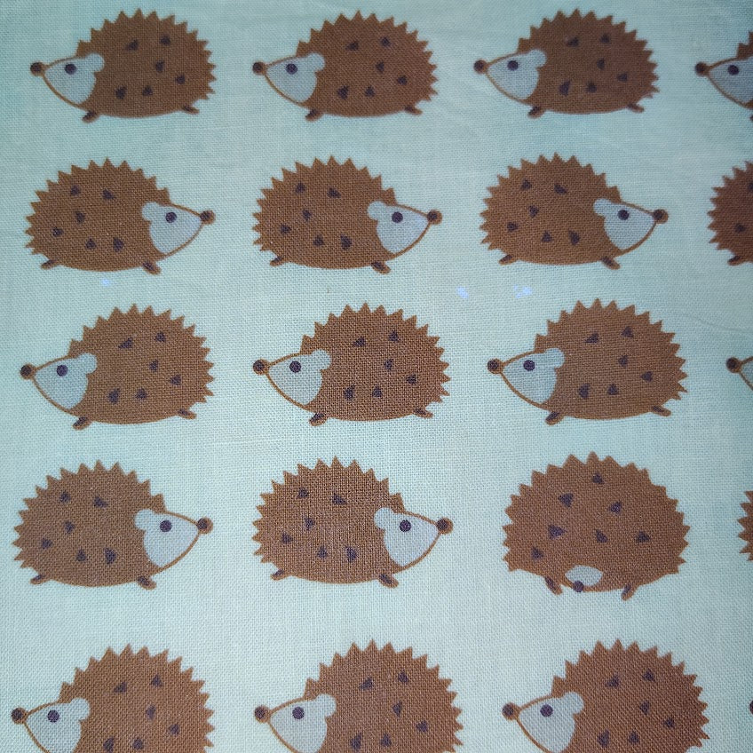 Vintage Japanese Hedgehog Motif Scarf - Mustard Yellow & Brown