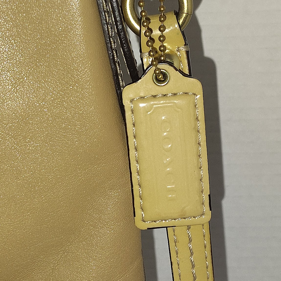 Coach Vintage Bonnie 13388 Leather Foldover Crossbody Satchel Beige Gold Hardware Preloved