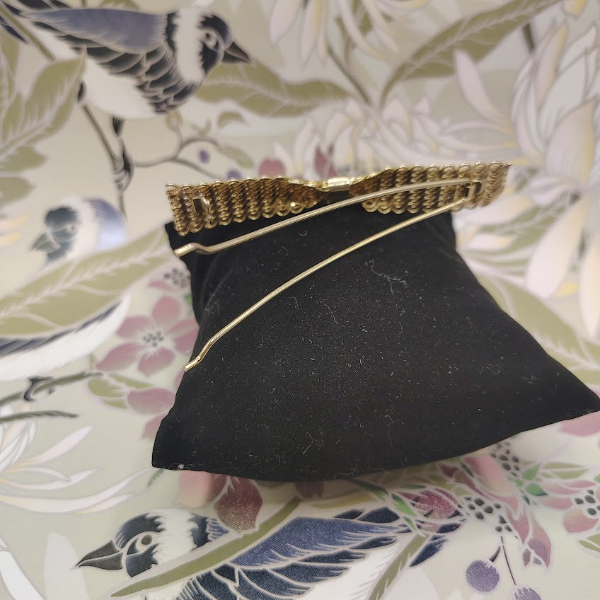 Vintage Gold Tone Woven Mesh Hair Barrette Mid-Century Modern 8-Row Metal Slide Clip #10