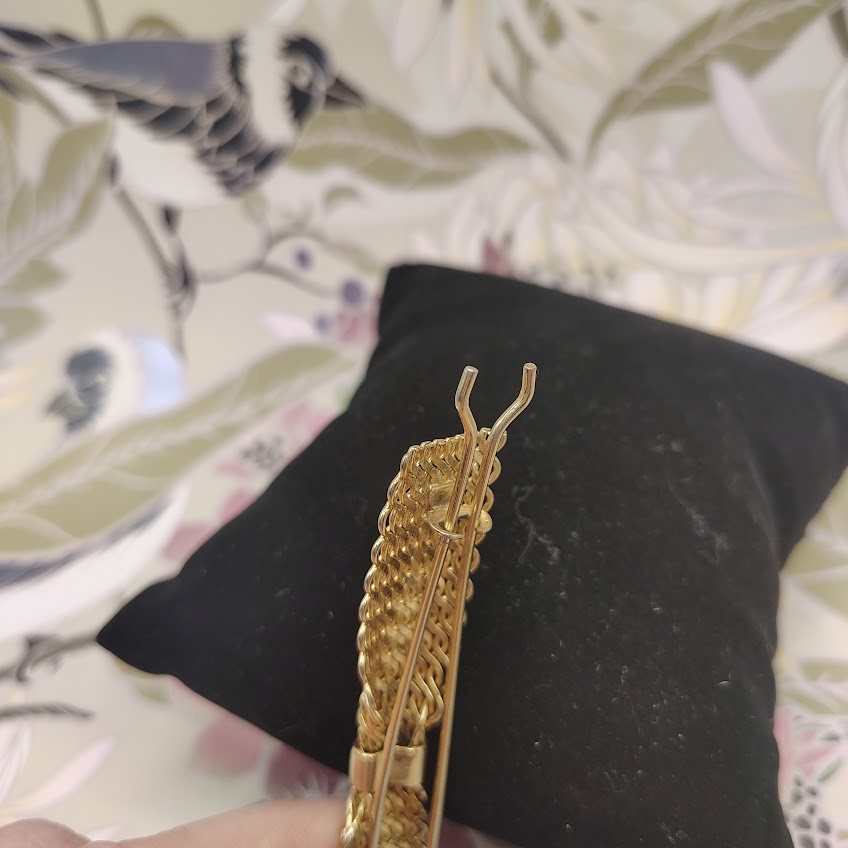 Vintage Gold Tone Woven Mesh Hair Barrette Mid-Century Modern 8-Row Metal Slide Clip #10