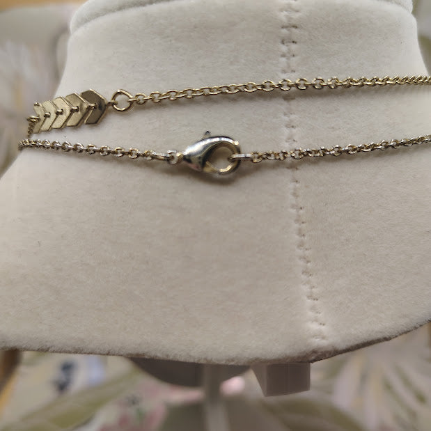 Vintage Gold Tone Layered Chevron Necklace 34" Long Boho Arrowhead #11