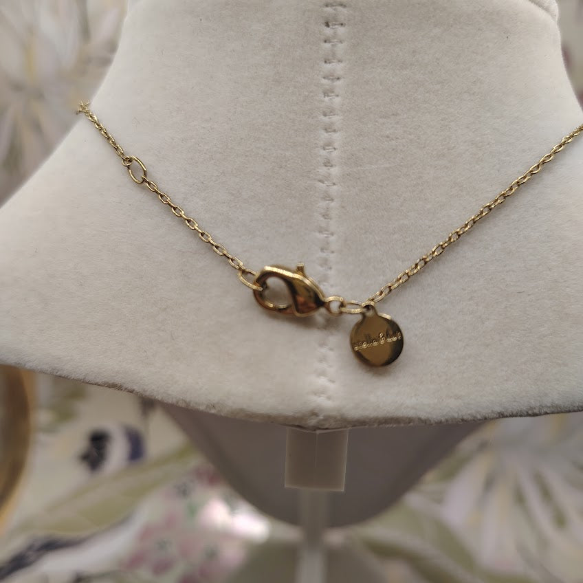 Stella & Dot gold-tone chain necklace with a lightning bolt charm and crystal pendant #13