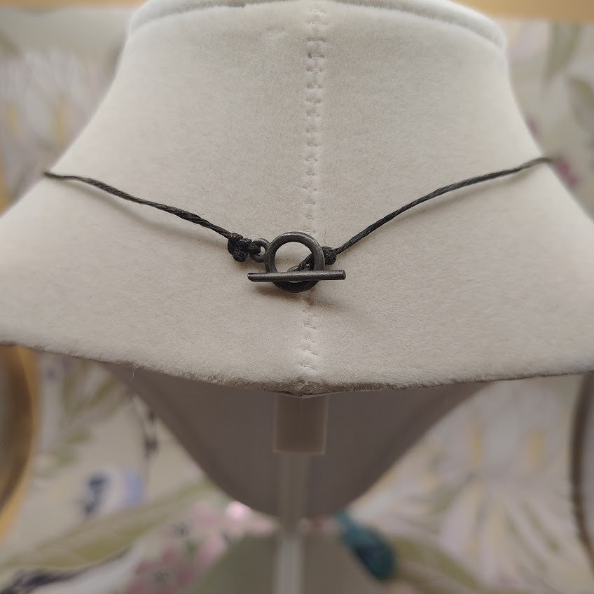 Vintage Artisan Blue Art Glass Pendant Necklace 22" Dichroic Foil Lampwork Bead #15