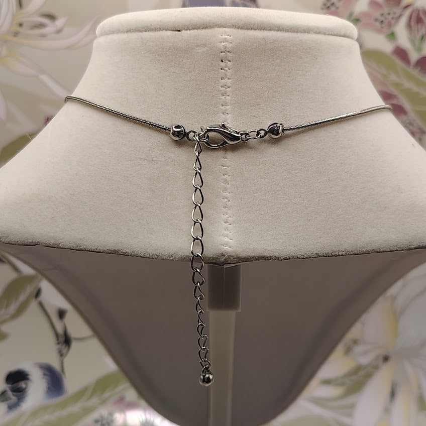 Vintage Southwestern Style Silver Tone Mosaic Pendant Necklace Turquoise Coral Color#16