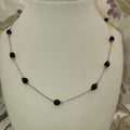 Sterling Silver 18" Station Necklace Faceted Black Onyx Diamond Cut Beads #19