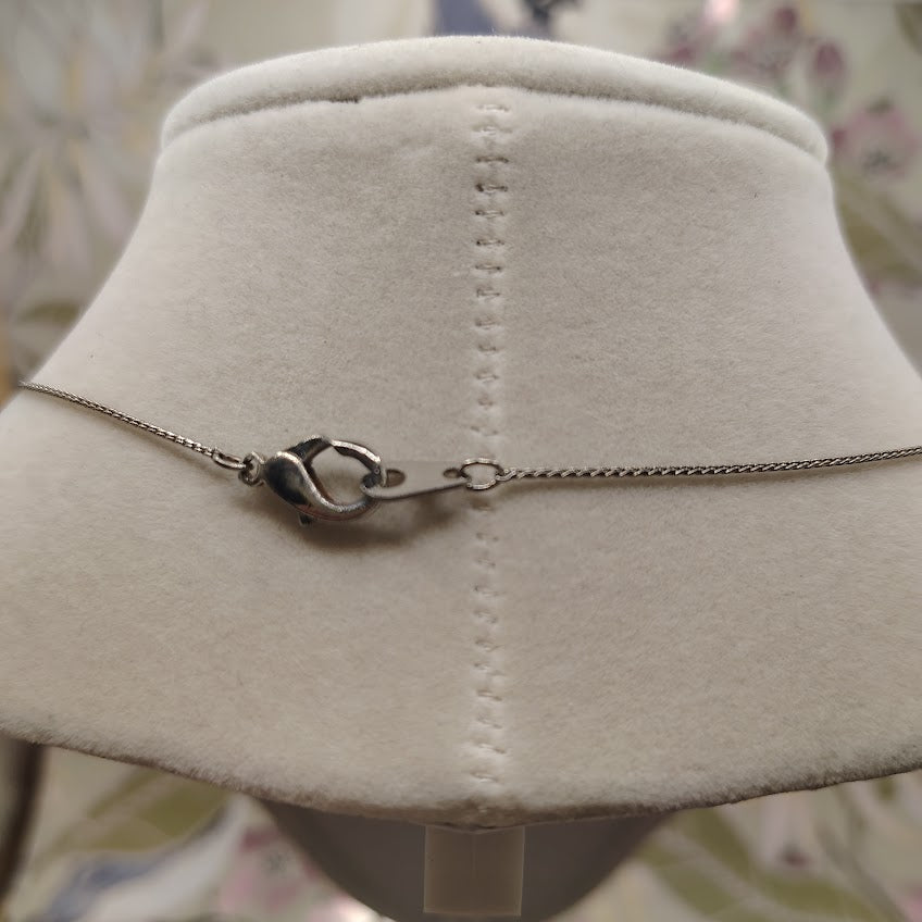 Sterling Silver 18" Station Necklace Faceted Black Onyx Diamond Cut Beads #19