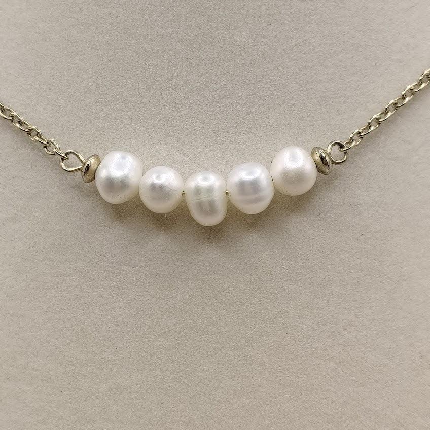 Park Lane Gold Tone Freshwater Pearl Station Necklace Adjustable 16-19"#25