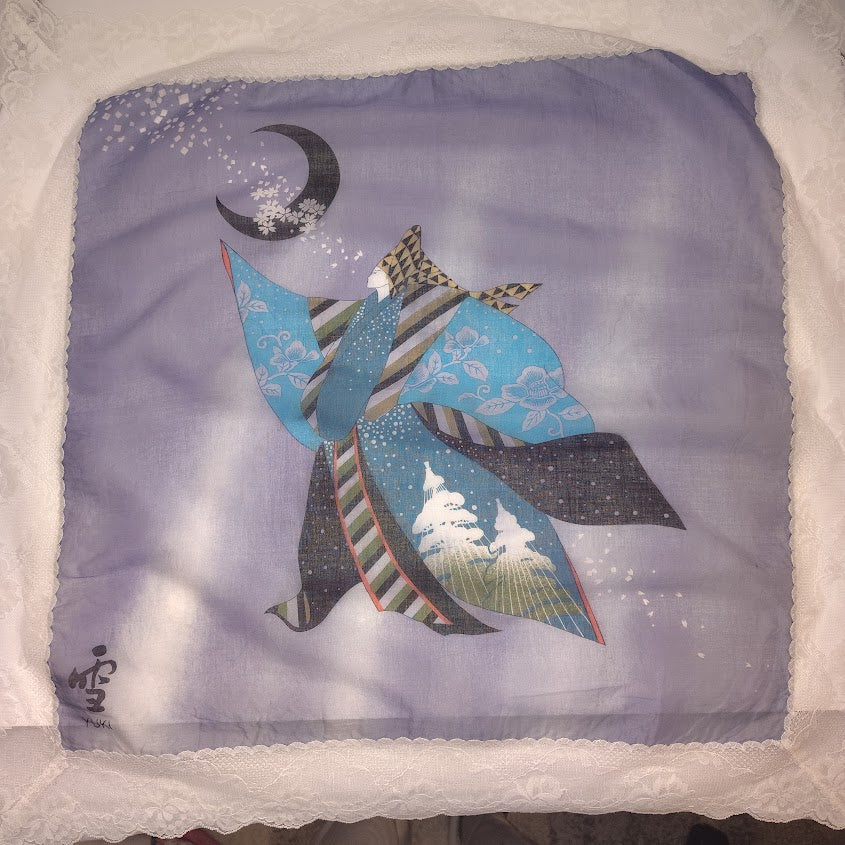 Vintage Yuki Torii Cotton Handkerchief / Scarf – 24” Square – Made in Japan #153