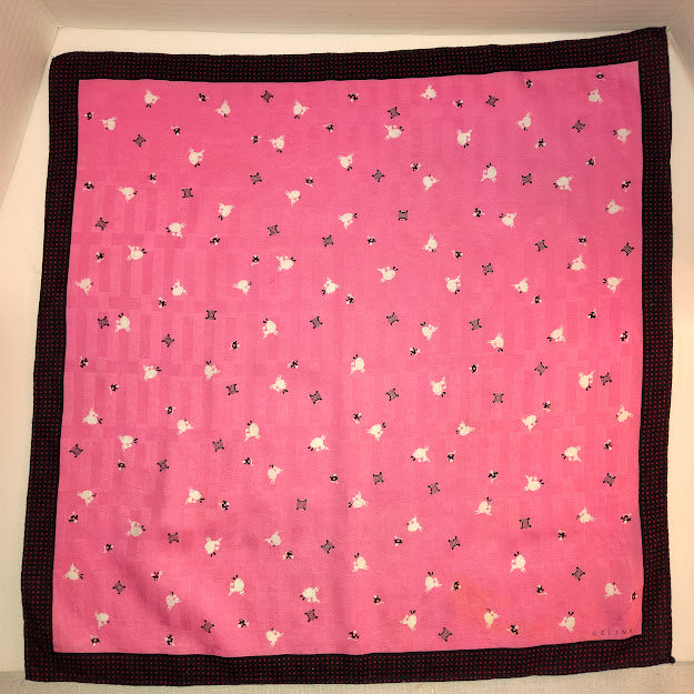Vintage Celine handkerchief or mini scarf Poodles #155