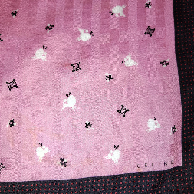 Vintage Celine handkerchief or mini scarf Poodles #155