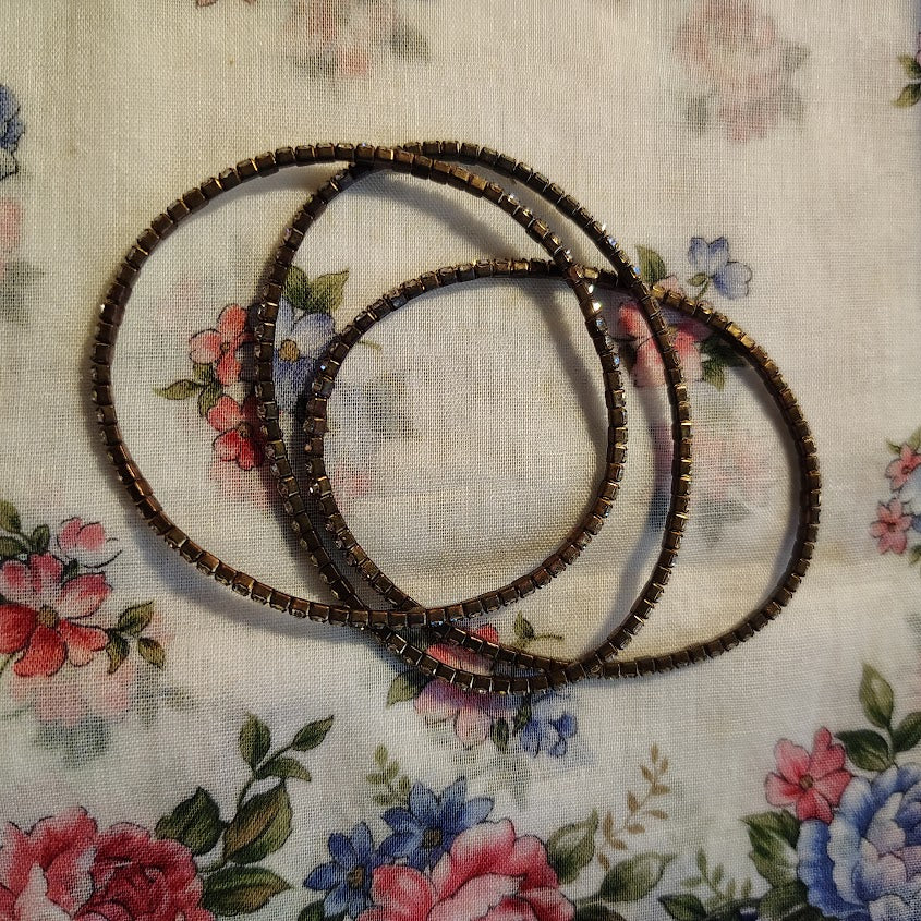Estate Jewely set of three rhinestone tennis stretch bracelets #35
