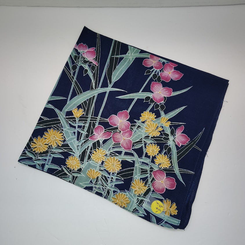 Japanese cotton handkerchief / scarf featuring a floral pattern #1