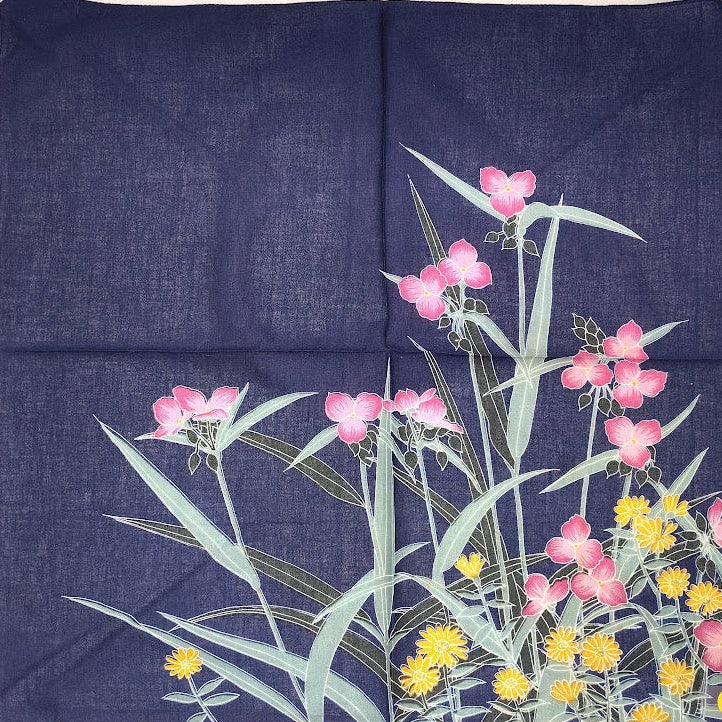 Japanese cotton handkerchief / scarf featuring a floral pattern #1