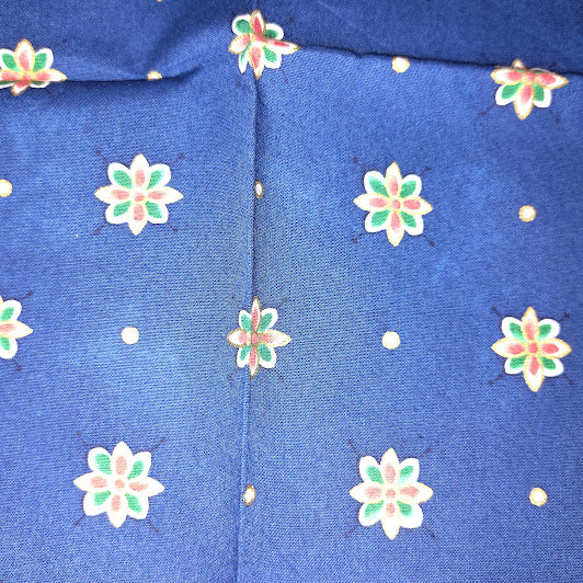 Vintage Japanese Floral Cotton-Style Scarf | 19” Square | Blue & Multicolor Pattern #3