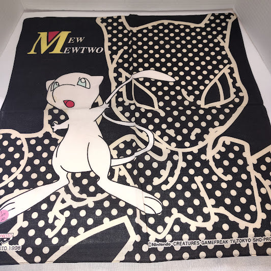 Vintage 1998 Mew & Mewtwo Japanese Scarf – 19” Square Cotton Bandana #7