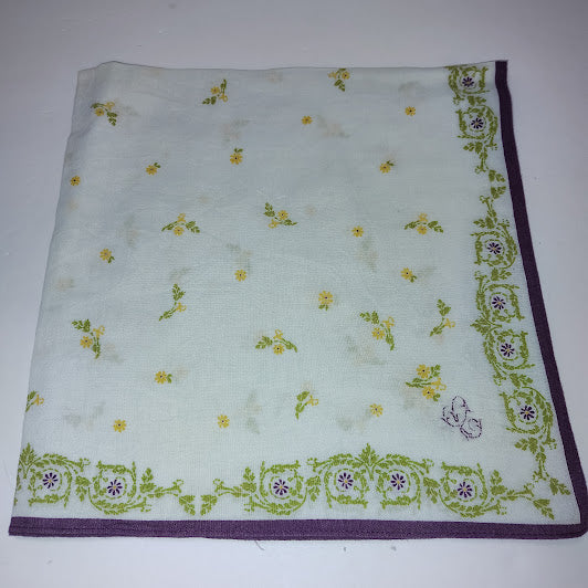 Vintage Japanese Floral Cotton-Style Scarf / Square #8
