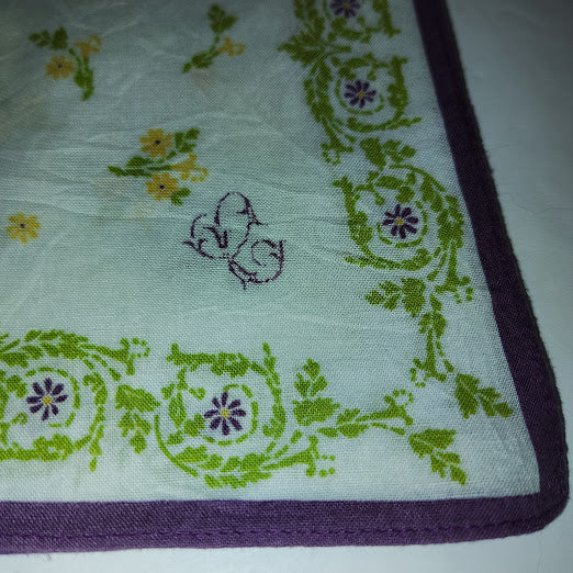 Vintage Japanese Floral Cotton-Style Scarf / Square #8