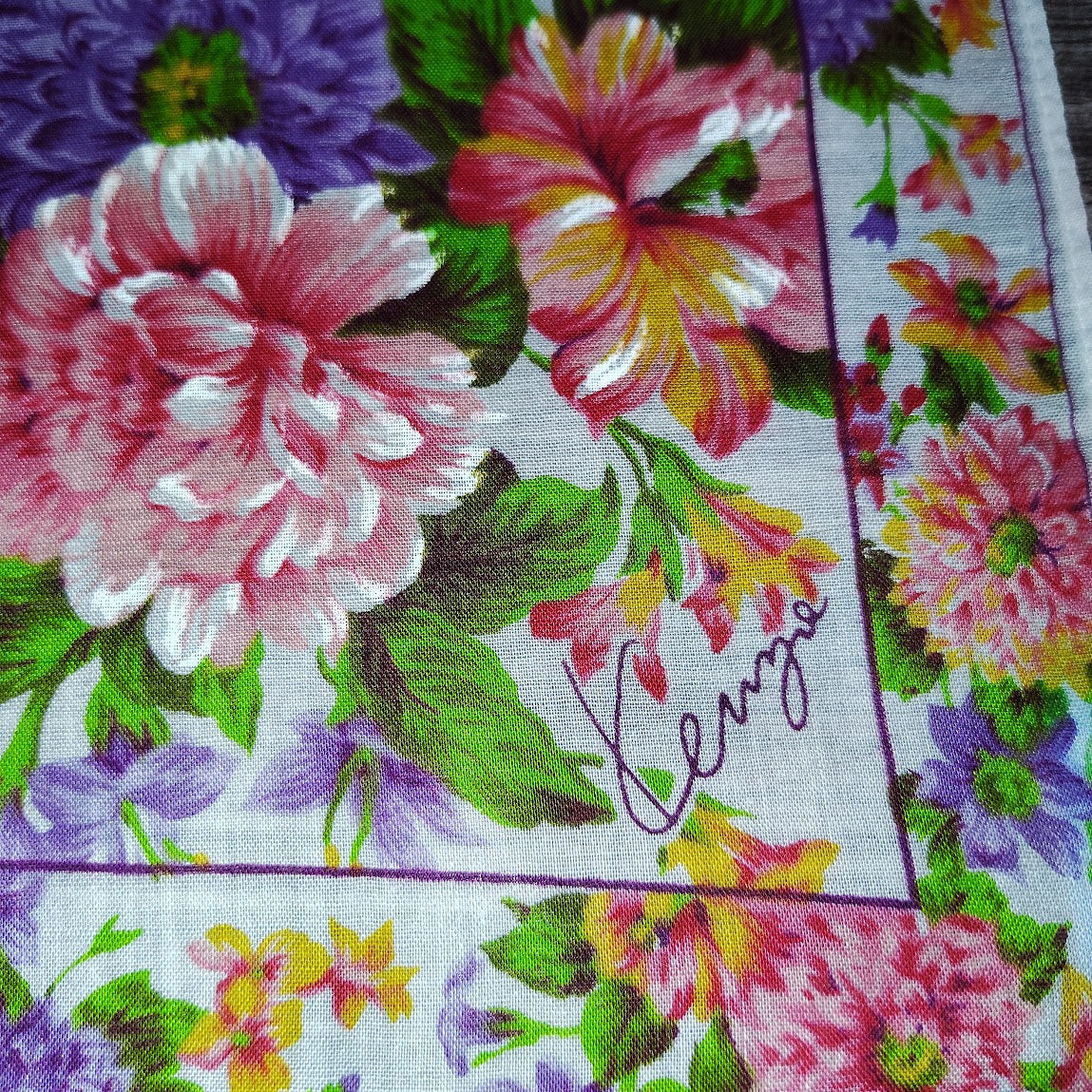Vintage Kenzo Floral Handkerchief | Cotton Square Bandana Scarf